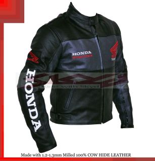 Honda Black Racing Leather Motorcycle Jacket / XXS XXXL