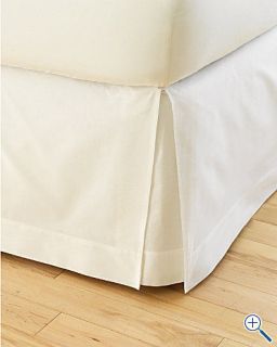 TAILORED BED SKIRT. DUST RUFFLE, PLEATED, 14 DROP, BEIGE WHITE, FULL 