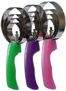 PURPLE Round Curry Comb Shedding Brush Stainless Steel 4 blades Horse 