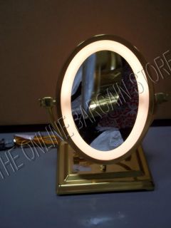   Oversized Vanity Bathroom Makeup Cosmetic Lighted Mirror Brass Gold
