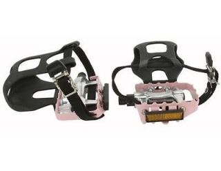 Alloy Pedals W/Toe Clips 9/16 Pink. BMX FIXIE Lowrider beach cruiser 