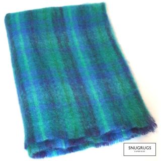   MOHAIR WOOL BLANKET/THROW Blue Turquoise ref LM553BLUETURQCHECK