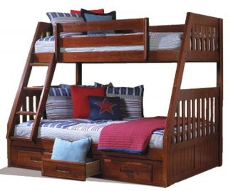 New Kids Bedroom Furniture Bunk Bed Twin Over Full Bunk Bed Wooden 