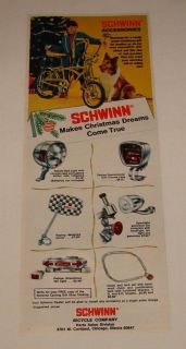 1973 SCHWINN bicycle accessories ad ~ CHRISTMAS w/collie