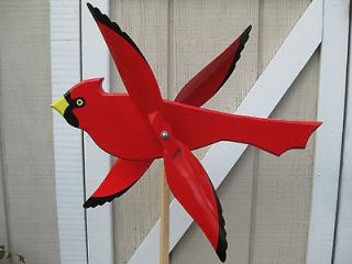 Large red colorful Cardinal bird whirligig / handmade / with mounting 