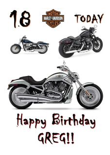 Personalised Harley Davidson A5 Birthday Card Motorbike Fat Bob Rod 