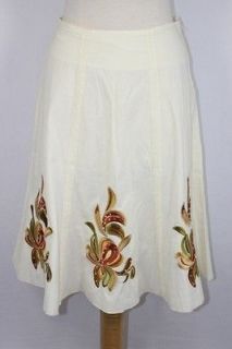   Spanish Mexican Embroidered Off White Cream A line Skirt M 8/10