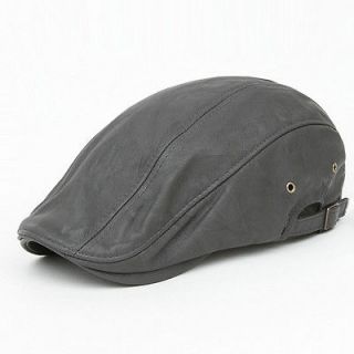Newsboy Beret Leather Style Flat Cap Hat LTD GRAY D