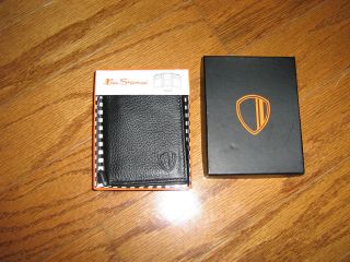NEW IN BOX BEN SHERMAN WALLET TRIFOLD BLACK LEATHER RETAIL $45 6 CARD 