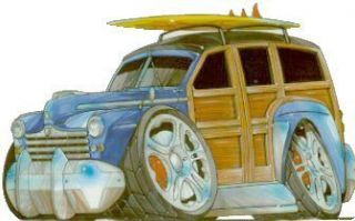 Woody Wagon Surf Boards OC Beach Girls sticker AD396