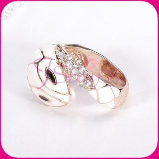   Dressing Jewelry White Enamel Snake Shape Finger Ring Birthday Gift