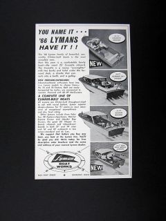 Lyman Boat Works 4 1966 Model Boats print Ad advertisement