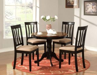   TABLE DINETTE KITCHEN TABLE WITH 4 UPHOLSTERY CHAIRS IN BLACK & BROWN