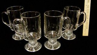 Set of 4 Luminarc Glass Irish Coffee Mugs Cups Pedestal Base Hot 