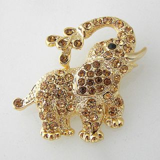 Elephant Brooch Pin W Swarovski Crystals P044