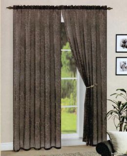  Brown Leopard Sheer Voile Curtain Window Panels 60X84 Each Panel 