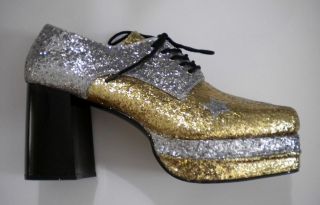 Silver Gold Black Glitter Pimp Rock Star KISS Platform Costume Mens 