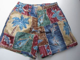 Vintage KAHALA Mens Hawaiian Swim Shorts Trunks FISH size M