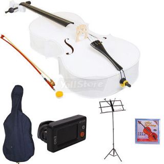 White Full Size Cello with Bow Rosin Case + Other Accessories