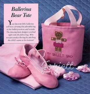 Ballerina Bear Tote Bag cross stitch pattern