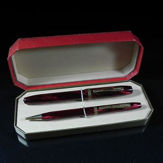 Epenco Fountain Pen & Pencil Set Original Box Red Gold