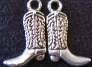 24 SILVER COWBOY / GIRL BOOTS PENDANTS JEWELRY SUPPLY WESTERN COUNTRY