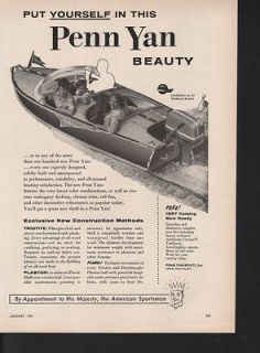 FA 1957 PENN YAN POWER MOTOR BOAT NAUTICAL MARINE SPORT AD