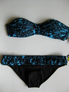 Body Glove LUSCIOUS Blue two piece swimsuit twist bandeau top surf 