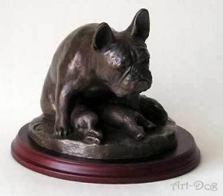 FRENCH BULLDOG mather statue figure COLD CAST BRONZE ART DOG