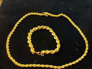 MONET Goldtone Braided Chain Necklace & Bracelet Set J2