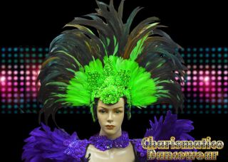 CHARISMATICO GREEN Drag QUEEN CARNIVAL SAMBA RIO Feather DIVA Pageant 