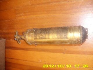 PYRENE VINTAGE ANTIQUE FIRE EXTINGUISHER BRASS WITH ORIGINAL WALL 