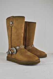   West Brown Winter Suede Boots Shoes with Jeweled Design Size 6 10