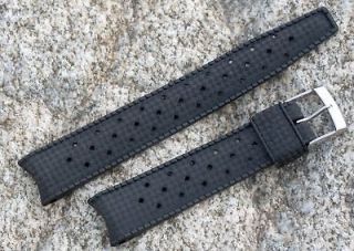Swiss 16mm Tropic strap rubber perforated curved ends