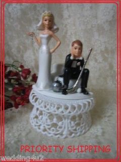 HUMOROUS WEDDING GOLFER GOLF BRIDE GROOM CAKE TOPPER
