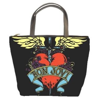 Bon Jovi LOGO Leather Bucket Bag 2 Side