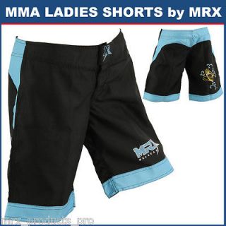   Ladies Shorts Grappling Women Boxing Cage Fight Black & Blue, Medium