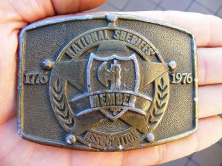 Vtg SHERIFFS ASSOC Belt Buckle 1976 Badge STAR Shield LOGO Police RARE 