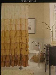 Flamenco tiered ruffle shower curtain color ivory / gold