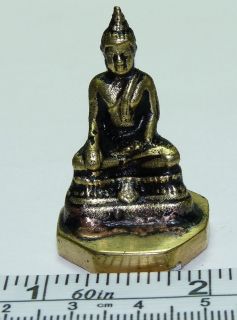 Brass Buddha mini Statue with Wax Seal Stamp on bottom.  