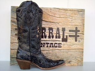 Corral Womens Black Goatskin with Lizard Inlay Boots