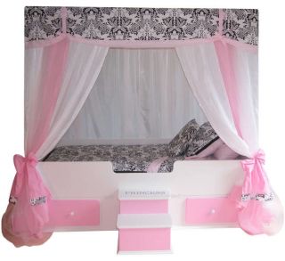 TWIN SOPHIA Princess CANOPY TOP, girls bed, Pink & Black canopy top