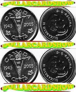 2x CANADA 2005 CANADIAN GEORGE V 1945 NICKEL NO BEAVER 5 CENTS COINS 