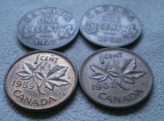 LOT 4 Canada Canadian small cents one cent penny coin 1927 1933 1959 