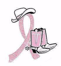   Cancer Cowgirl Cowboy Western Boots Hat Pink Glitter Ribbon Lapel Pin