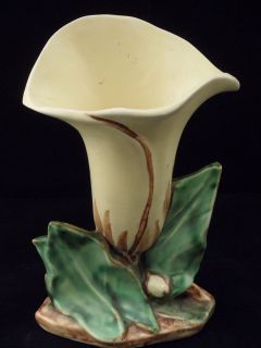   VTG 1925 McCoy Pottery Heavy Single Yellow Calla Lily Orchid Vase