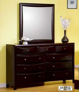 Maple Cappuccino Finish Dresser & Mirror Set