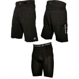 More Mile Mens 2 in 1 Baggy MTB Padded Seat Cycling Bike Shorts Black 