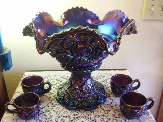 Carnival Glass Punch Bowl in Contemporary (1940 Now)