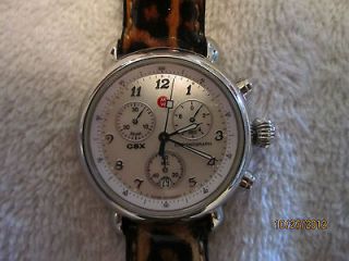   CSX CHRONOGRAPH STAINLESS STEEL WATCH WITH LEATHER LEOPARD PRINT BAND